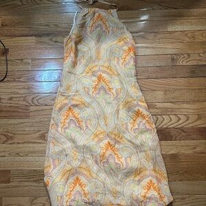 Burberry Backless Paisley Dress in Orange and Green